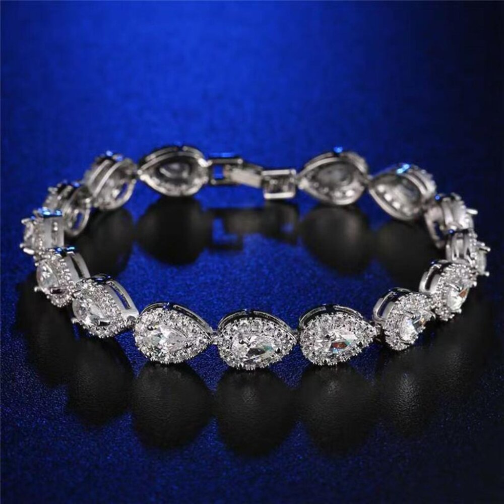 Full diamond 925 heart-shaped bracelet for women